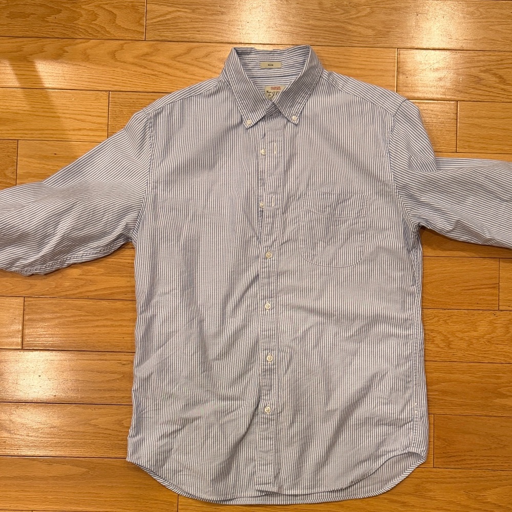 J. Crew Light Blue Striped Button Down Shirt